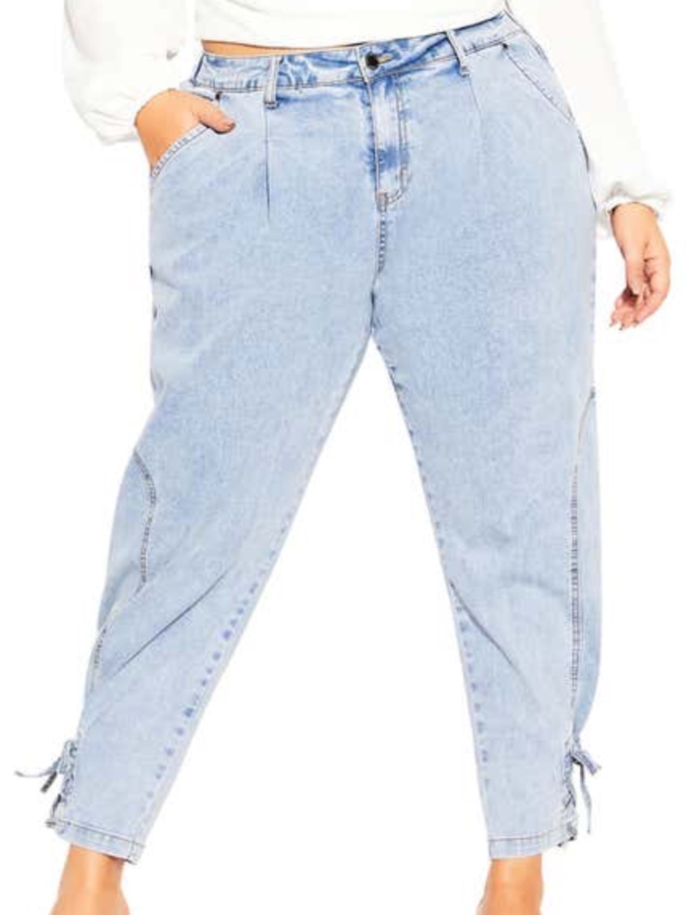 City Chic Denim Tapered Jogger Jeans Light Blue Plus Size 16 Harley Cropped